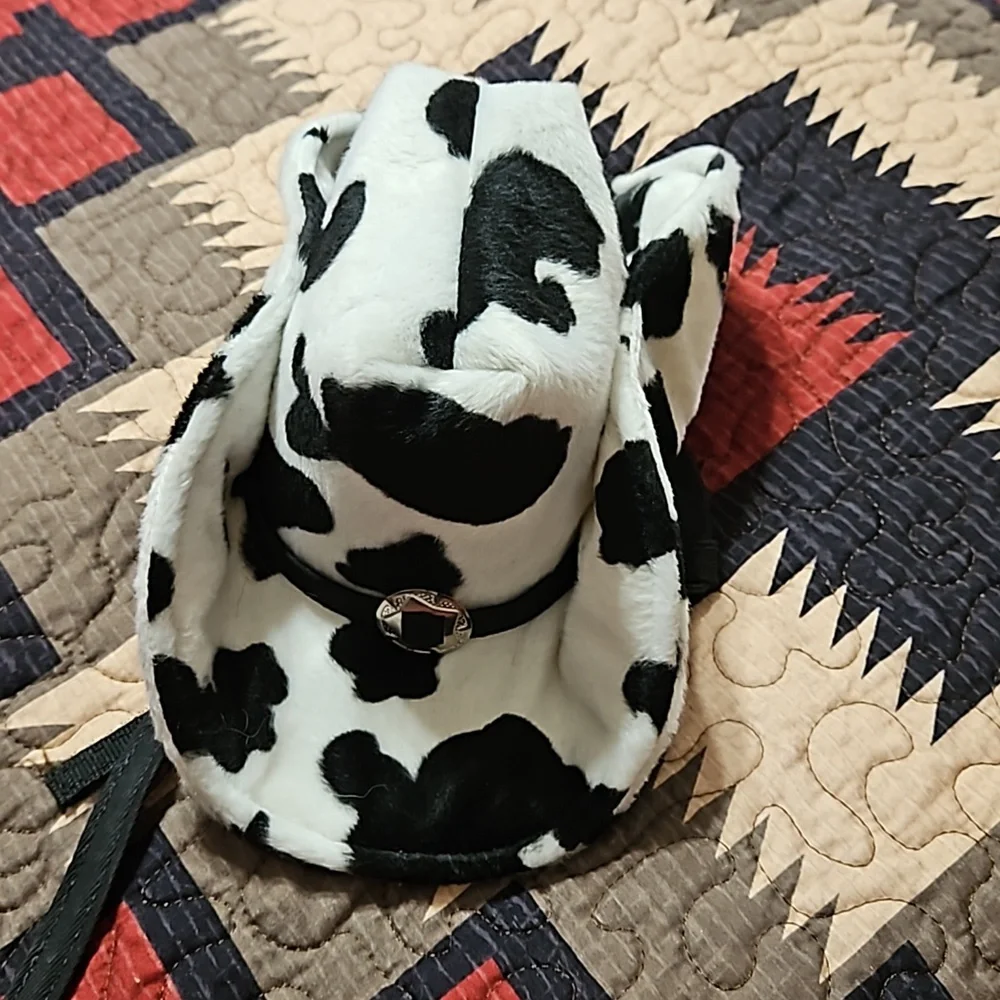 DOG Cowboy Hat Black and White NWOT L